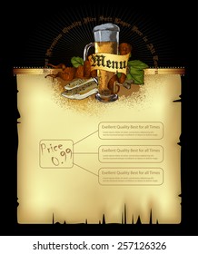 brasserie menu, decorated in a retro style on old paper