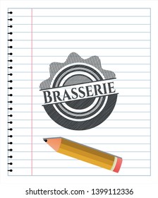 Brasserie with pencil strokes. Vector Illustration. Detailed.