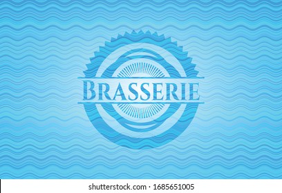 Brasserie water wave concept style badge. Vector Illustration. Detailed.