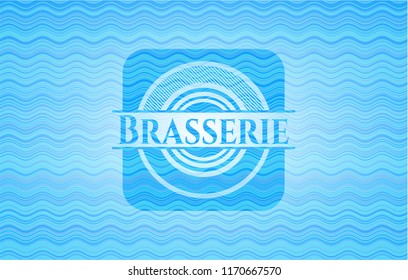 Brasserie water wave representation emblem.