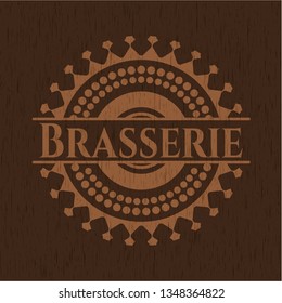 Brasserie wood emblem. Retro