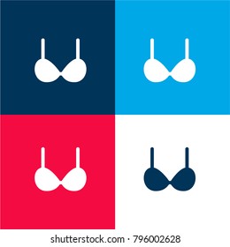 Brassiere four color material and minimal icon logo set in red and blue