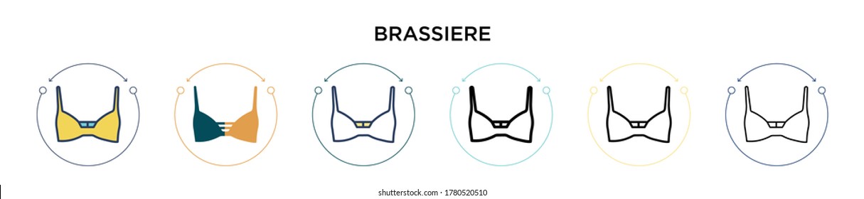 Brassiere icon in filled, thin line, outline and stroke style. Vector illustration of two colored and black brassiere vector icons designs can be used for mobile, ui, web