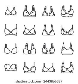 Brassiere icon set on white