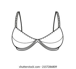 Brassiere monochrome illustration. Isolated vector template on white background