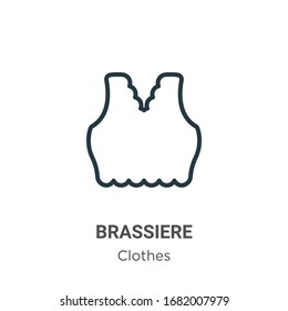 Brassiere outline vector icon. Thin line black brassiere icon, flat vector simple element illustration from editable clothes concept isolated stroke on white background