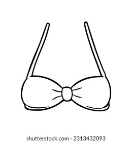 brassiere outline vector illustration,isolated on white background,top view