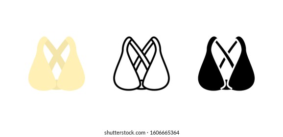 Brassiere underwear clothes icon. Apparel flat, silhouette, line vector illustration on white background