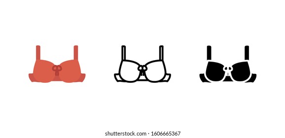 Brassiere underwear clothes icon. Apparel flat, silhouette, line vector illustration on white background