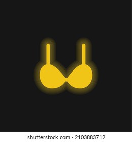 Brassiere yellow glowing neon icon