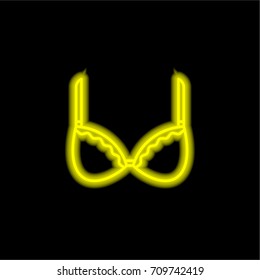 Brassiere yellow glowing neon ui ux icon. Glowing sign logo vector