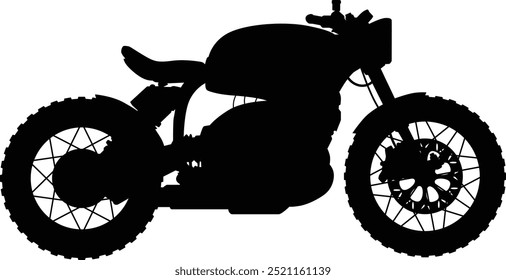 Ilustração da silhueta da visão lateral da motocicleta estilo Brat