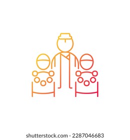 Bratabandha ceremony gradient linear vector icon. Upanayana festival in Nepal. Beginning of manhood. Sacred rite. Thin line color symbol. Modern style pictogram. Vector isolated outline drawing