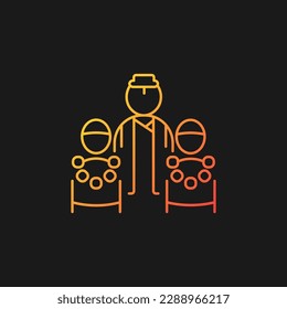 Bratabandha ceremony gradient vector icon for dark theme. Upanayana festival in Nepal. Beginning of manhood. Thin line color symbol. Modern style pictogram. Vector isolated outline drawing