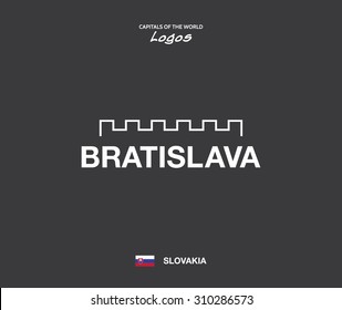 Bratislava - capitals of the world logo set