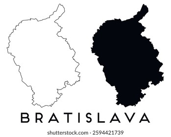 Bratislava city map with black border outline vector
