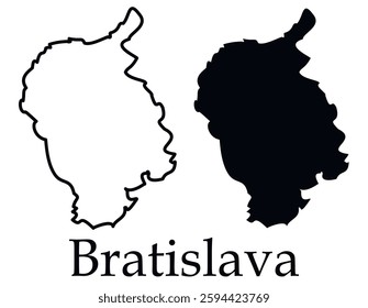 Bratislava city map with black border outline vector