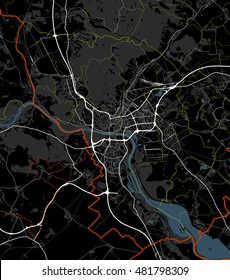 Bratislava Map Vector. Slovakia Roads