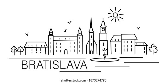 Bratislava On Vector Illustration With Landmarks Of This Town