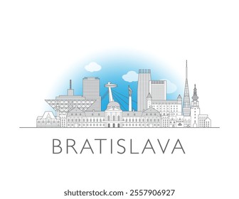 Bratislava skyline cityscape vector illustration