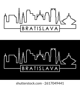 Bratislava skyline. Linear style. Single line. Editable vector file.