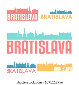 Bratislava Slovakia Flat Icon Skyline Vector Silhouette Design Set Landmark  Logo.