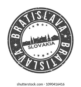 Bratislava Slovakia Round Stamp Icon Skyline City Design Badge Round.