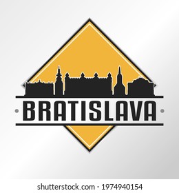 Bratislava, Slovakia Skyline Logo. Adventure Landscape Design Vector City Illustration Vector illustration.