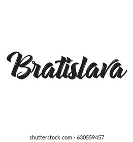 bratislava, text design. Vector calligraphy. Typography poster. Usable as background.