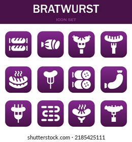 Bratwurst Icon Set. Vector  Illustrations Related With Sausage, Salami And Sausage