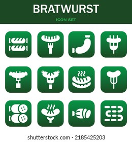 Bratwurst Icon Set. Vector  Illustrations Related With Sausage, Sausage And Sausage