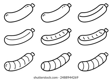 Bratwurst line art beautiful simple illustratio