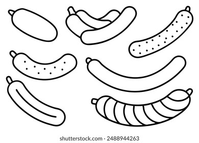 Bratwurst line art detailed sausage illustration