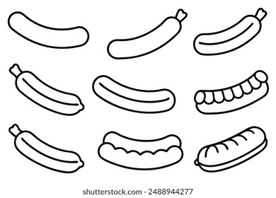 Bratwurst line art intricate culinary sketch