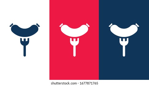 Bratwurst on fork icon for web and mobile