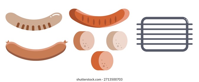 bratwurst vector set of illustration