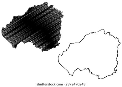 Braunau am Inn district (Republic of Austria or Österreich, Upper Austria or Oberösterreich state) map vector illustration, scribble sketch Bezirk Braunau am Inn map
