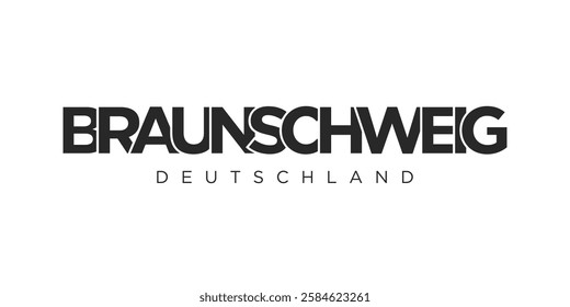 Braunschweig Deutschland, modern and creative vector illustration design featuring the city of Germany as a graphic symbol and text element, set against 