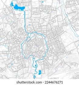 Braunschweig, Lower Saxony, Germany high resolution vector map with editable paths. Bright outlines for main roads. Use it for any printed and digital background. Blue shapes and lines for water.