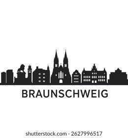 Braunschweig Skyline Silhouette Vector with Germany.