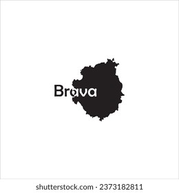 Brava Cape Verde map and black lettering design on white background