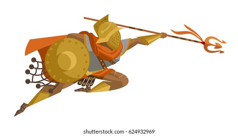 brave african gladiator with shield net and trident