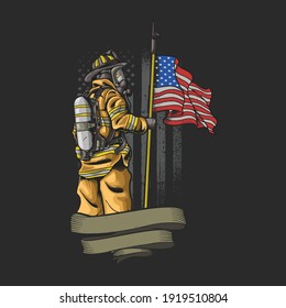 
vector de ilustración de bomberos norteamericanos valerosos