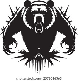 
Brave Angry Bear Silhouette Illustration Graphic Art Vector Design