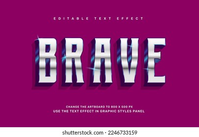 Brave blue chrome editable text effect template