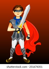 Brave boy with sword