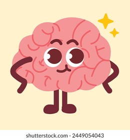 Valiente Lindo Personaje Cerebral Se Siente Confiado Doodle Ilustración Vector Activo