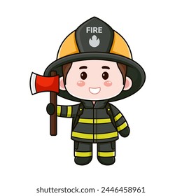 Brave and cute firefighters mascot vector