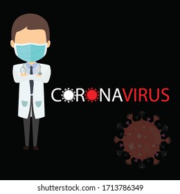 Brave doctor wearing medical mask and protection suit with his shadow as superhero. COVID-19 outbreak medical staff.