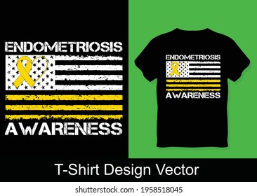Brave I Endometriosis Awareness I Yellow Ribbon Heart Gift  T-Shirt Vector Design